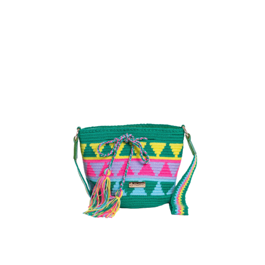 Adriana - Handwoven Handbag - Green, Yellow, Blue, Pink, Lilac Pattern - Paoti