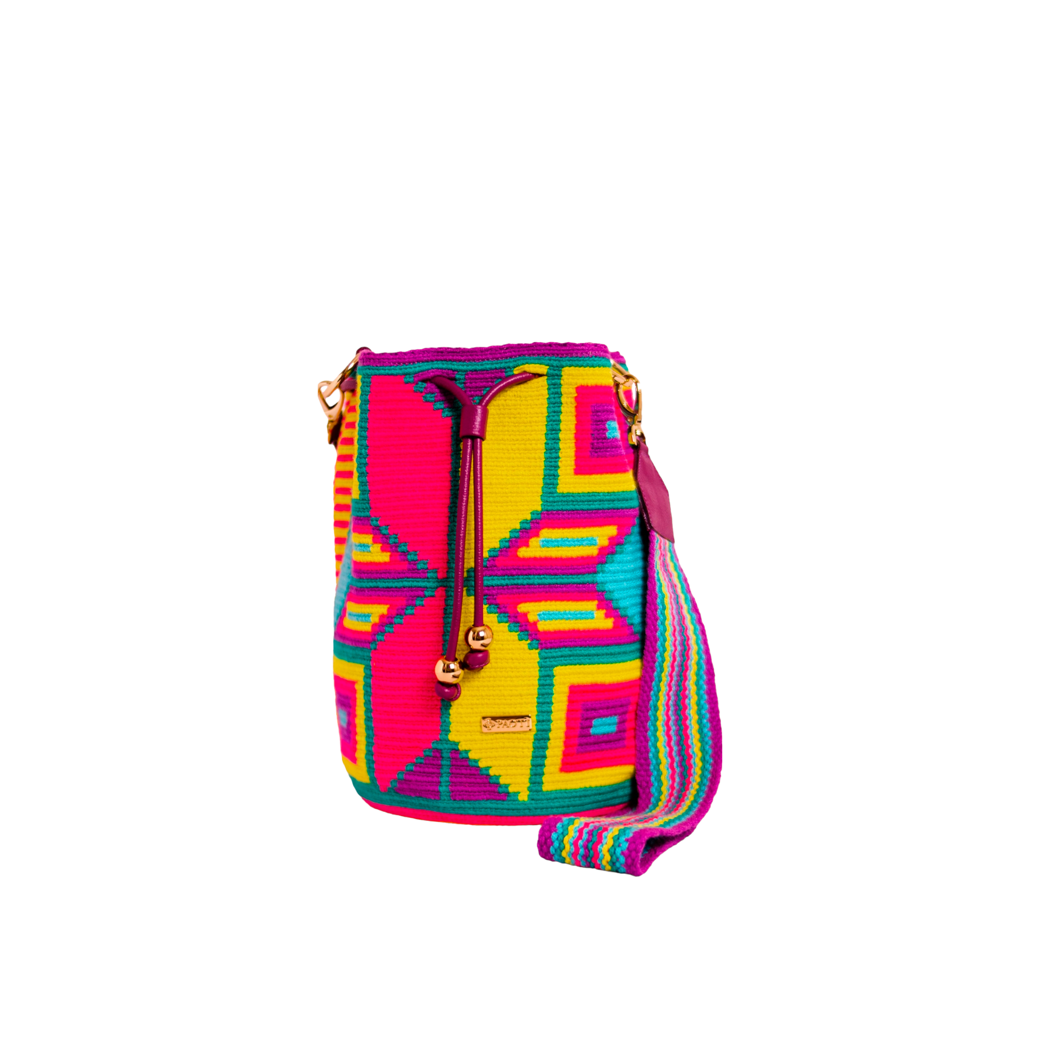 Lucy - Handwoven Handbag - Purple, Yellow, Green, Pink Pattern | Paoti